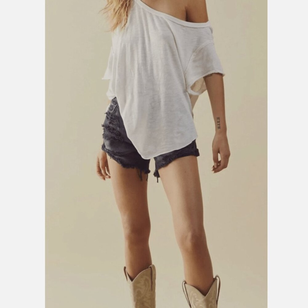 Free People We the Free White Cotton Care FP U Fancy Tee - Picture 3 of 3